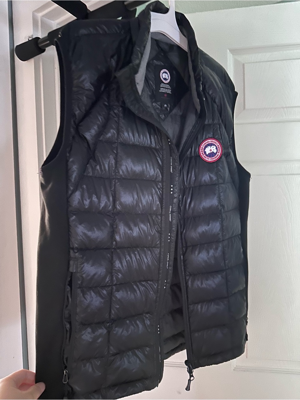 Canada Goose Black Quilted Down Vest with Red Logo Patch